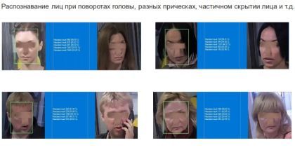 Распознавание лиц при поворотах головы, разных прическах, частичном скрытии лица и т.д.