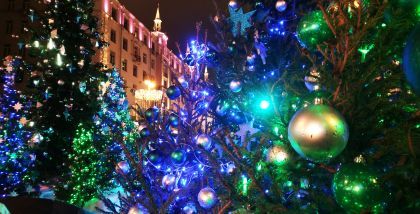 Москва Новогодняя ночь 2018 - Тверская улица вид на Тверская дом 17