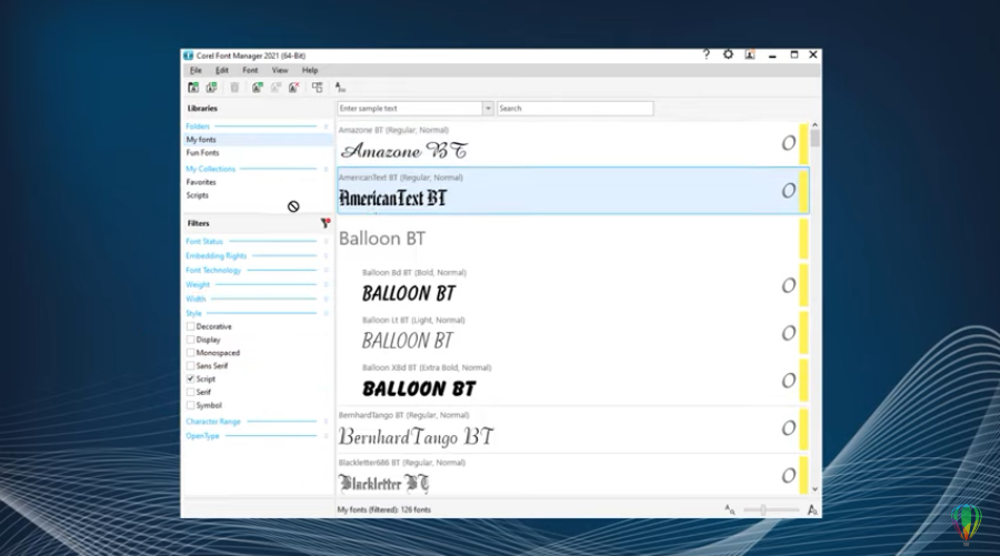 Как импортировать шрифтовые базы данных | Corel Font Manager. Научитесь сохранять структурную целостность ваших шрифтовых коллекций посредством экспорта шрифтовых баз данных с помощью приложения Corel Font Manager, которое позволяет решать задачи поиска, фильтрации и систематизации шрифтов. Corel, Купить CorelDRAW Graphics Suite, Corel Font Manager