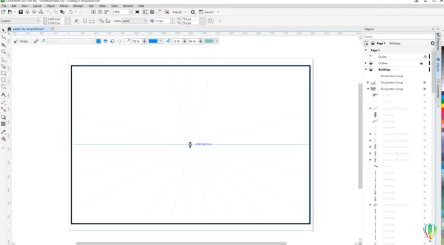 Рисование в перспективе | CorelDRAW для Windows. Нарисуйте объекты или иллюстрированные сцены в перспективе, быстрее и проще, чем когда-либо. Выберите 1, 2 или 3-точечную перспективу, нарисуйте или добавьте существующую группу объектов на общей плоскости перспективы, а также свободно перемещайте и редактируйте объекты, не теряя перспективы. Corel, Купить CorelDRAW Graphics Suite, Купить САПР CorelCAD, Купить Corel Painter, Купить Corel Pinnacle Studio, Купить CorelDRAW Standard