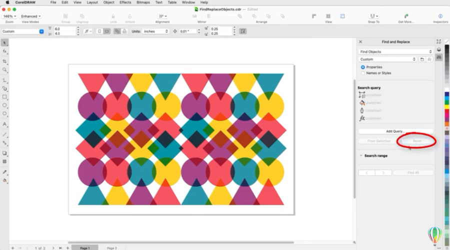 Как использовать Расширенную функцию поиска и замены | CorelDRAW для Mac. Этот учебник познакомит вас с инспектором поиска и замены и рассмотрит различные настройки поиска по свойствам объектов и текста, именам или стилям. Вы узнаете, как создавать и уточнять поисковые запросы для поиска объектов с определенными цветами, заливками или другими свойствами. После завершения поиска все найденные объекты будут выбраны в инспекторе объектов. Затем вы можете легко вносить изменения на всю страницу во все найденные объекты, либо заменяя их, либо изменяя их свойства. 