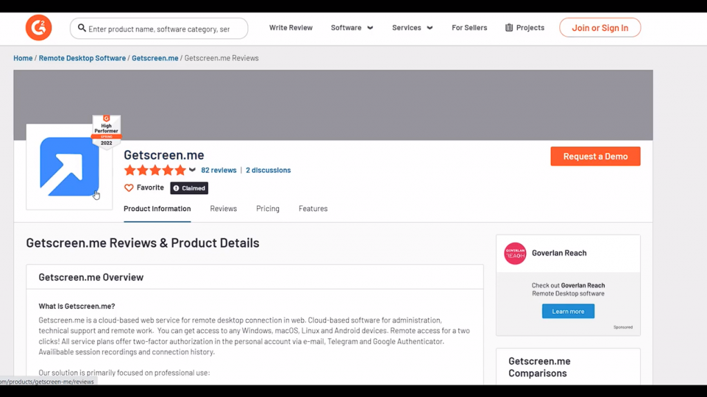 Getscreen.me как альтернатива Anydesk/Teamviewer: сравнение и отзывы. Существует множество программ удаленного доступа, поэтому не всегда легко выбрать правильное программное обеспечение. Для сравнения конкурентов вы можете воспользоваться обзором основных показателей, таких как G2.com Давайте проанализируем производительность и альтернативы популярным сервисам удаленного доступа Teamviewer и Anydesk на базе G2. Getscreen.me предлагает альтернативу Anydesk, Teamviewer и другому программному обеспечению для удаленного рабочего стола. Подключение к удаленному рабочему столу должно быть быстрым и удобным, поэтому очень важно выбрать лучшее программное обеспечение для удаленного доступа. В этом видео мы проанализируем основные функции и характеристики, которые делают удаленный доступ через удаленный компьютер максимально комфортным. Купить GetScreen.ru, Купить GetScreen.ru Enterprise, Купить GetScreen.ru Standard, Купить GetScreen.ru Advanced, Anydesk, Teamviewer