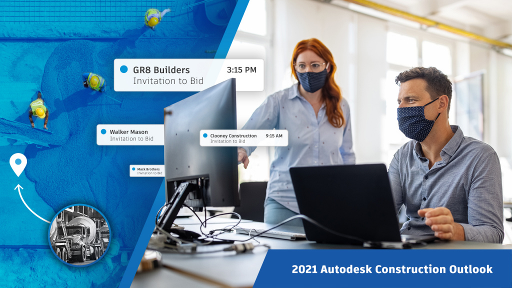 Отчет Autodesk US Construction Outlook до 2021 года показывает, что активность коммерческих торгов превысила докандемический уровень. Несмотря на прогнозируемое падение нежилых расходов на 2021 год, данные о торгах в режиме реального времени от BuildingConnected показывают, что краткосрочная помощь уже в пути, поскольку отложенные или перенесенные проекты возобновят работу.