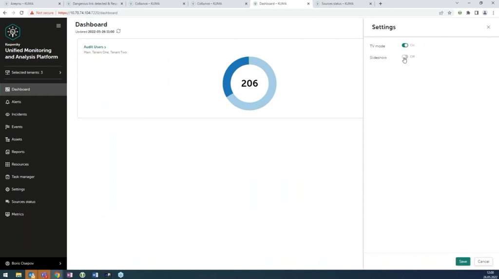 Единая консоль мониторинга и анализа инцидентов Kaspersky Unified Monitoring and Analysis Platform. Kaspersky Unified Monitoring and Analysis Platform (KUMA) — это решение класса SIEM, предназначенное для централизованного сбора, анализа и корреляции ИБ-событий из различных источников данных для выявления потенциальных киберинцидентов и своевременной их нейтрализации. Решение предоставляет единую консоль мониторинга, анализа и расследования инцидентов ИБ, объединяя как решения «Лаборатории Касперского», так и сторонних производителей. Kaspersky Lab, Купить Антивирус Касперского, Kaspersky Unified Monitoring and Analysis Platform, SIEM