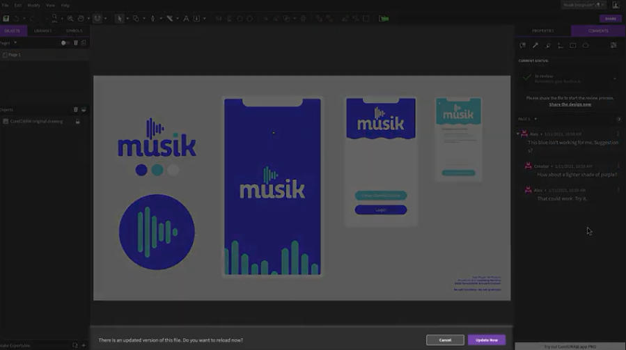 Живые комментарии | CorelDRAW для Windows. Собирайте отзывы в режиме реального времени - прямо в файле дизайна CorelDRAW - с живыми комментариями и аннотациями.