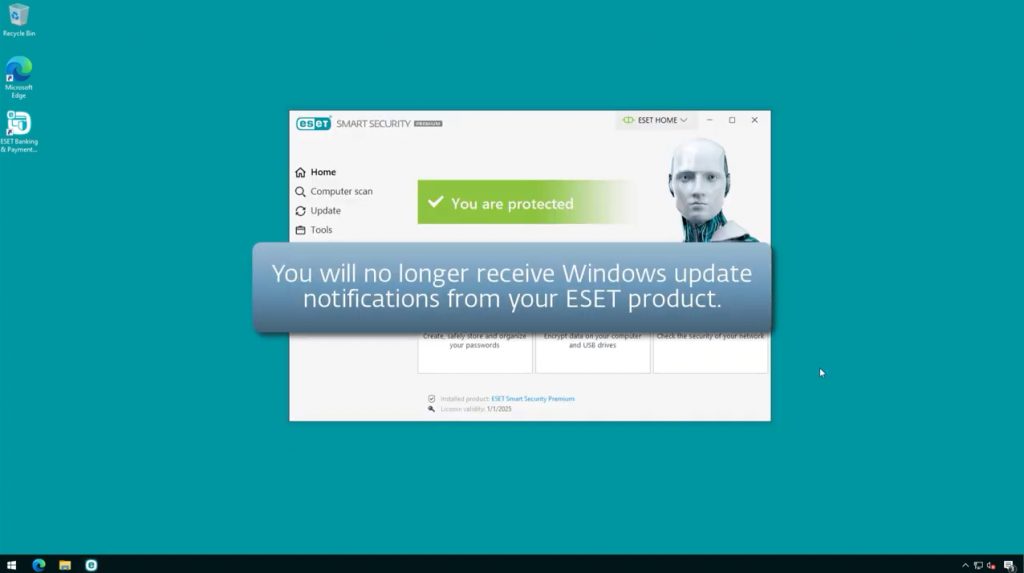 Отключить уведомления об обновлении Windows в продуктах ESET Windows home. В этом видео показано, как отключить уведомления об обновлении Windows в продуктах ESET Windows home. ESET NOD32, Купить ESET NOD32 для бизнеса, ESET Windows home